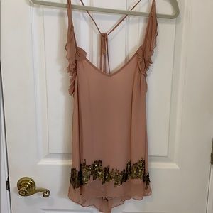 Blush pink Juicy Couture tank with gold sequins